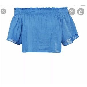 NWOT Apiece Apart Milos off shoulder top blue XS 2